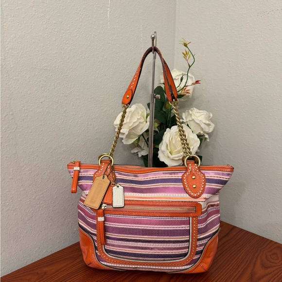 Coach Multicolor Striped Tote Bag - Picture 1 of 13